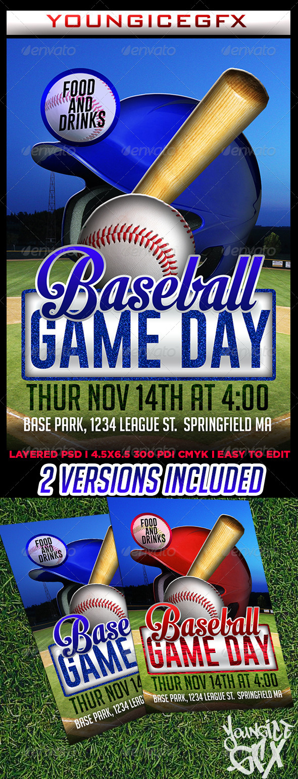 Baseball Game Day Flyer by YOUNGICEGFX GraphicRiver